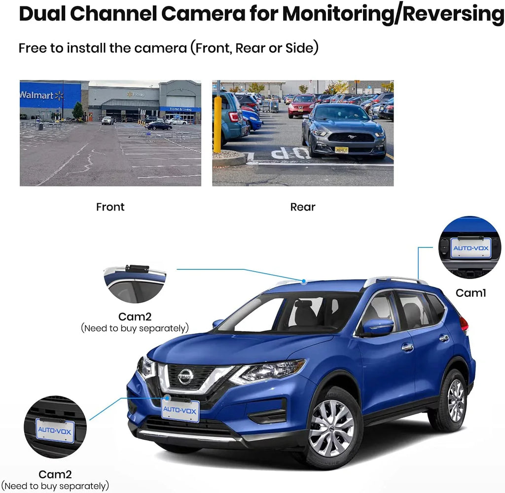 Rear System Wireless Solar Camera Observation Auto-Vox Highway with for Camera Backup View Trucks Trailer Panel,