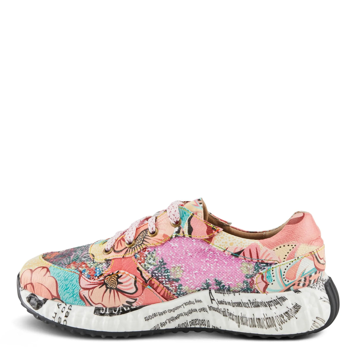 Pink Touch L'Artiste Spring Step - Sequin US 5 Stylish EU Leather with / Comfort Women's Fashion Cabaret Sneakers 35 a Sparkling Multi