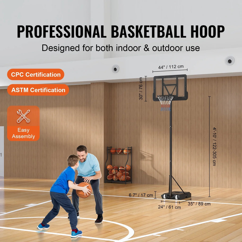 for 4-10ft Junior Outdoor Shatterproof Basketball System Wheels 44" SKYSHALO and Portable Backboard Height, Adjustable Indoor Youth Basketball w/ Hoop Hoop Teenagers Stand Goal