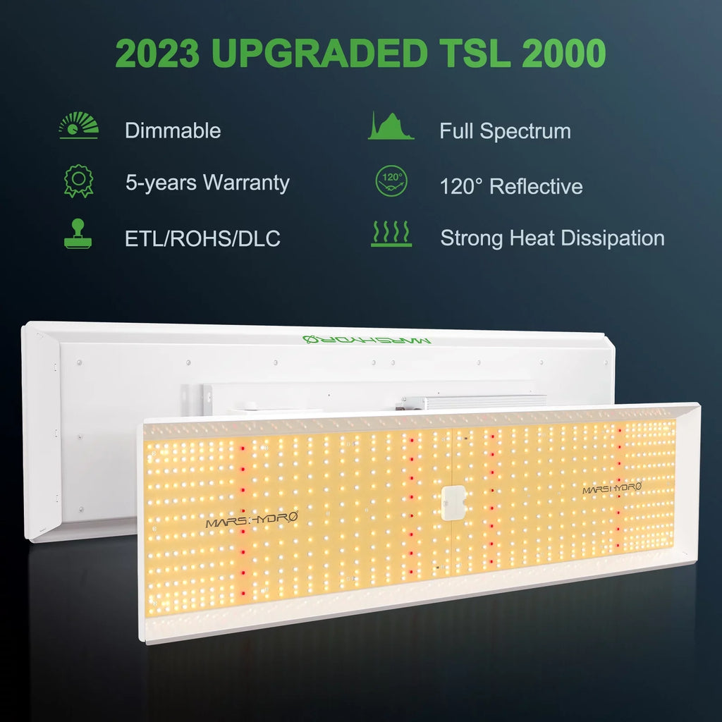 Spectrum Grow Light Mars 2000 2023 Light Yield 2.5g/W Dimmable Sunlike Grow Spectrum High PPE LED LED 300W Hydro Max TSL Full