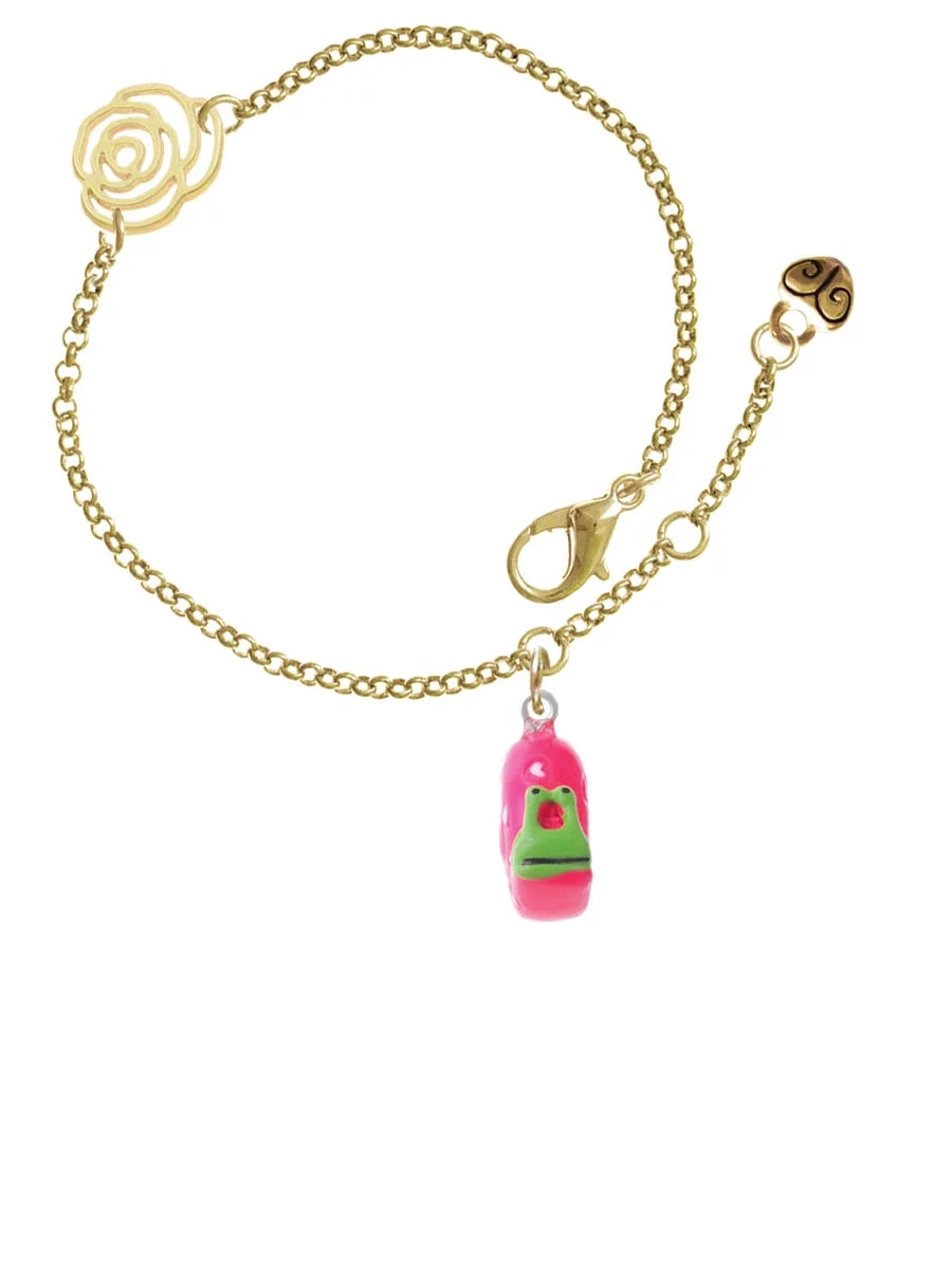 Snail Delight Pink Love 6.25"+1.75" Jewelry Gold-tone Link Resin Chain Extender Hot Rose Bracelet,