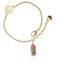 Snail Delight Pink Love 6.25"+1.75" Jewelry Gold-tone Link Resin Chain Extender Hot Rose Bracelet,
