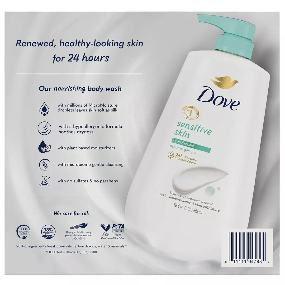 Wash 2) Skin (Pack 30.6 Body of Hypoallergenic Fluid Sensitive Ounce Dove