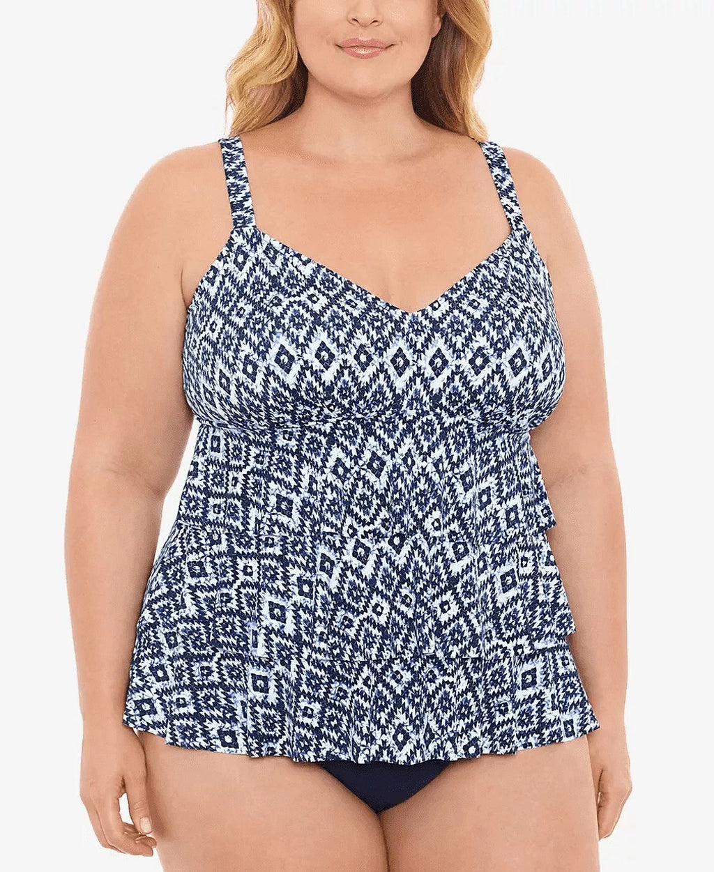 18W Triple Swimsuit Control Fauxkini One Women's Swim Size Blue Piece Tier Solutions Tummy