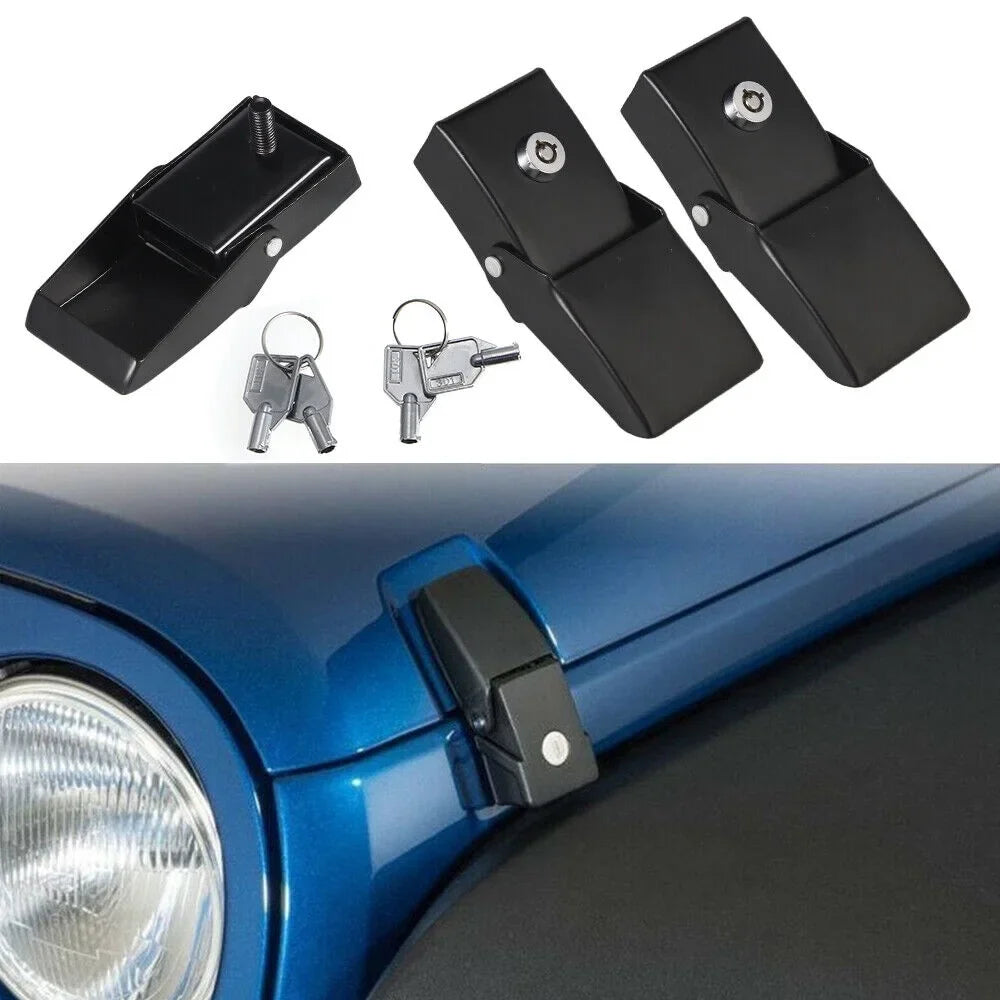 for & Latch Easy JK Wrangler High-Quality Kit Hood JKU Materials Pins - Strong - - Jahy2Tech Locking Jeep Stylish Installation