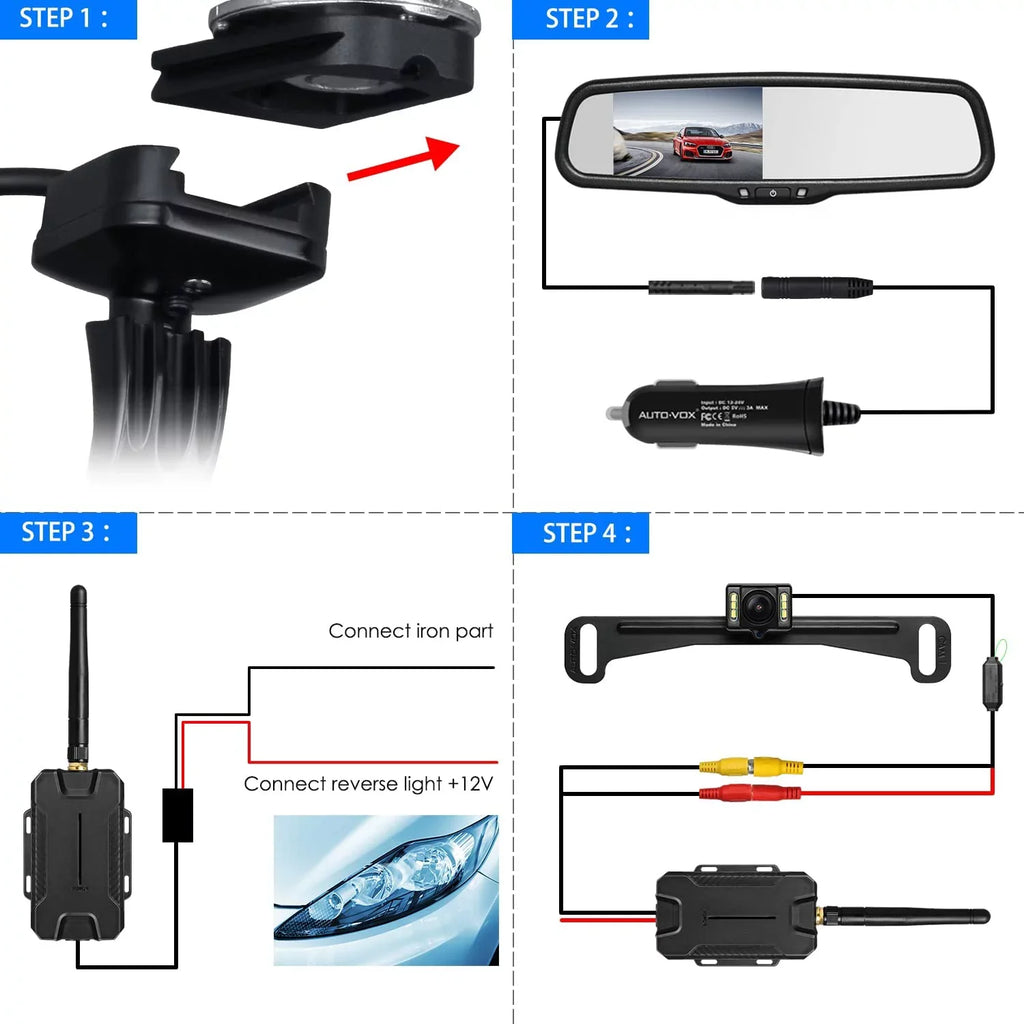 Camera Upgrade Up Monitor Back Camera Look Waterproof T1400 Mirror Wireless Vision Night Super Rear AUTO-VOX for , Kit with Camera OEM View Backup Car/Trucks