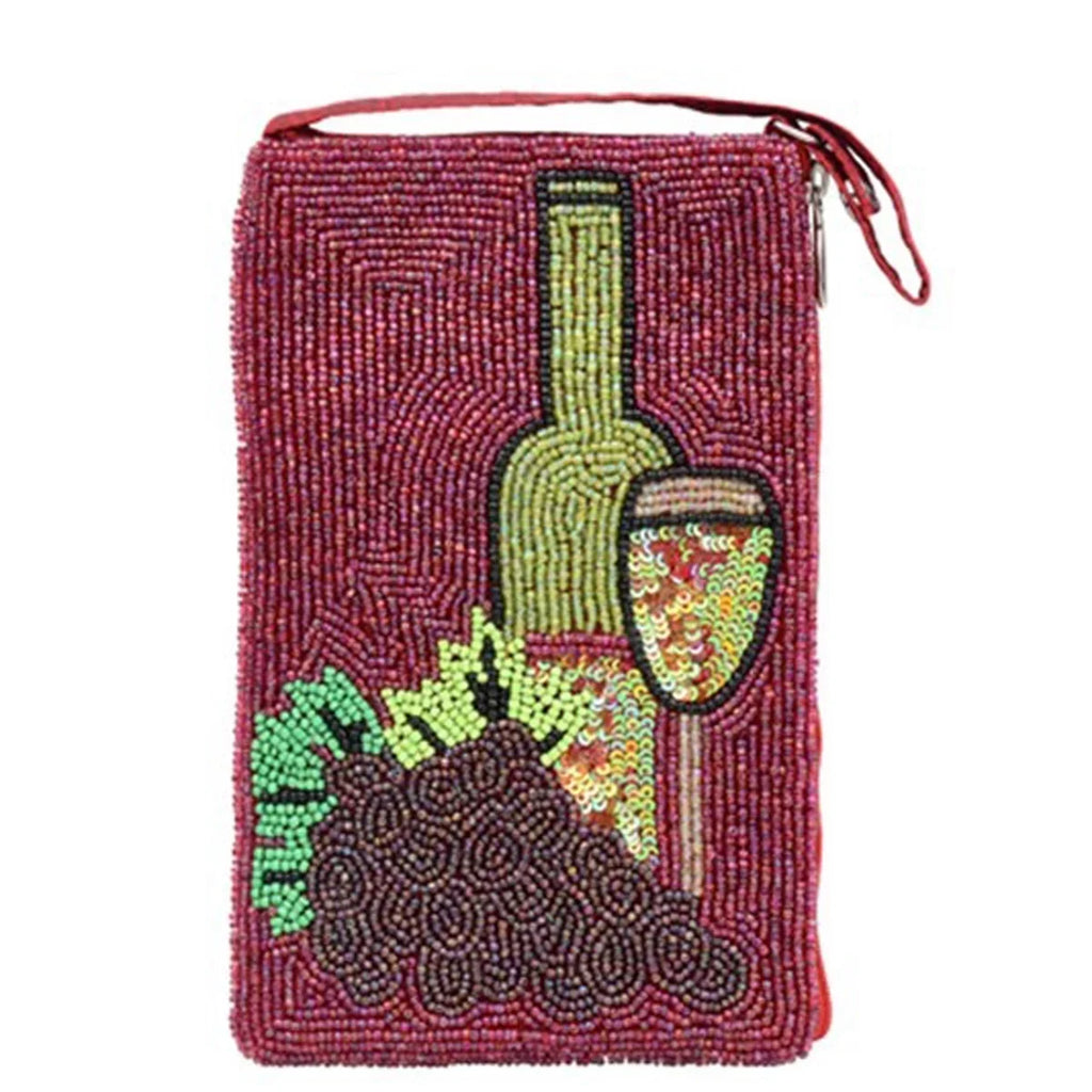 Wine Beaded Lovers Merlot Red Phone Bag Crossbody, Club