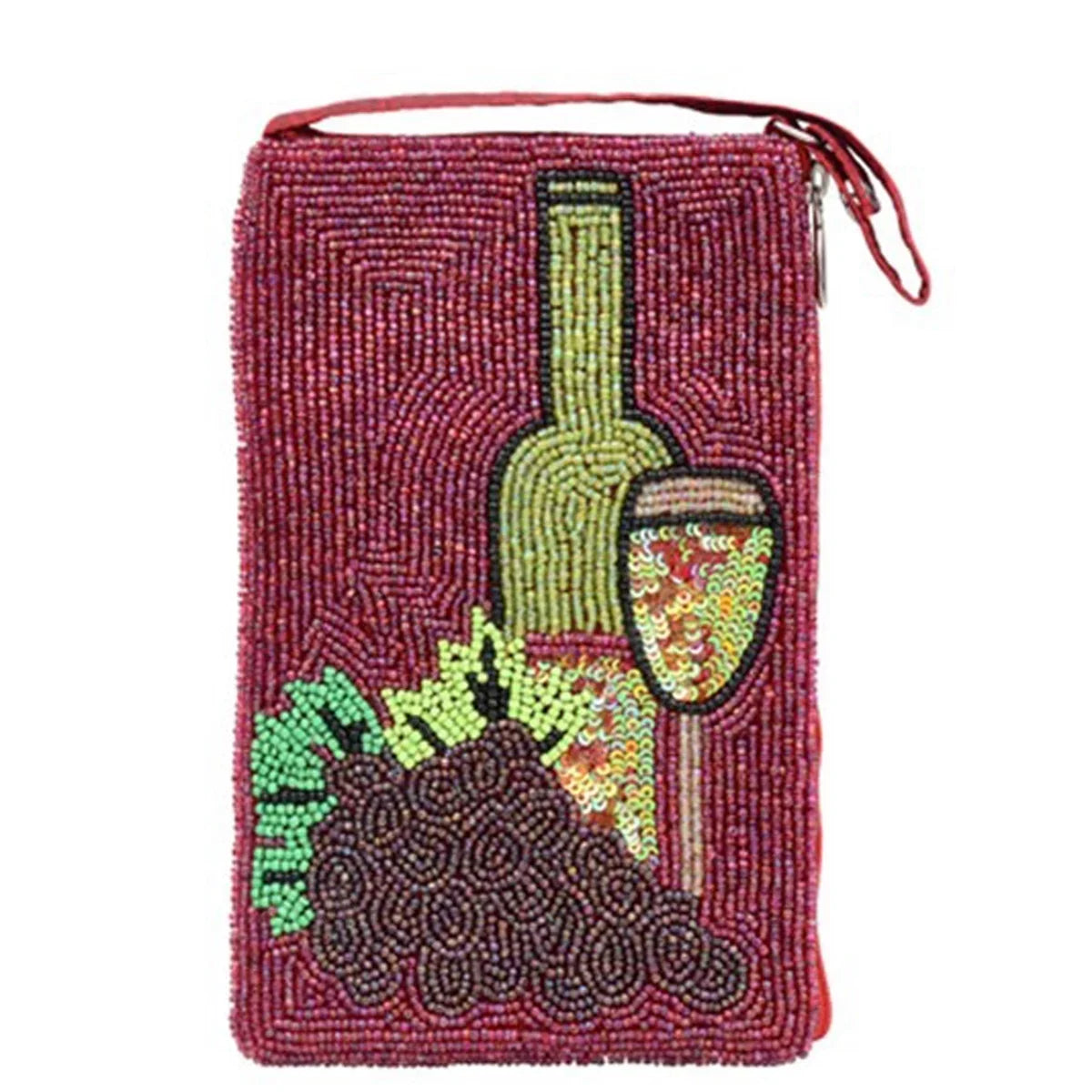 Wine Beaded Lovers Merlot Red Phone Bag Crossbody, Club