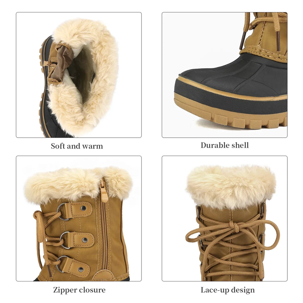 Soft Winter Snow Ankle Kids Shoes TAN Warm Boys Boots Kid Girls Dream Toddler Size Fur-Lined Boots Pairs Little Faux 1 FORESTER