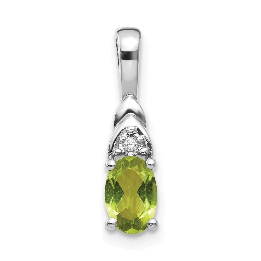 Diamond Pendant Women White (L-16mm, W-4mm) Gold 14K Peridot Auriga for