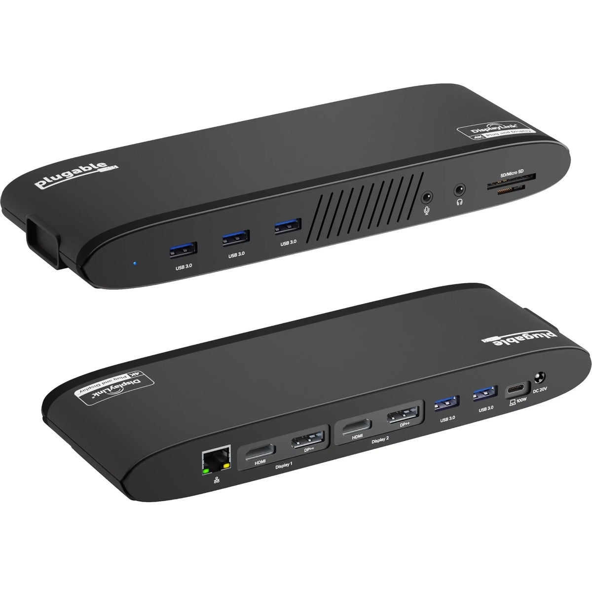 USB, 4, or Plugable Monitor, HDMI Ethernet, 2x 13-in-1 3 Displays 100W / C DisplayPort, Windows, (5x 4K with Compatible 2x Dual Station Reader USB-C Docking Charging, Mac, USB Card Thunderbolt SD Dual