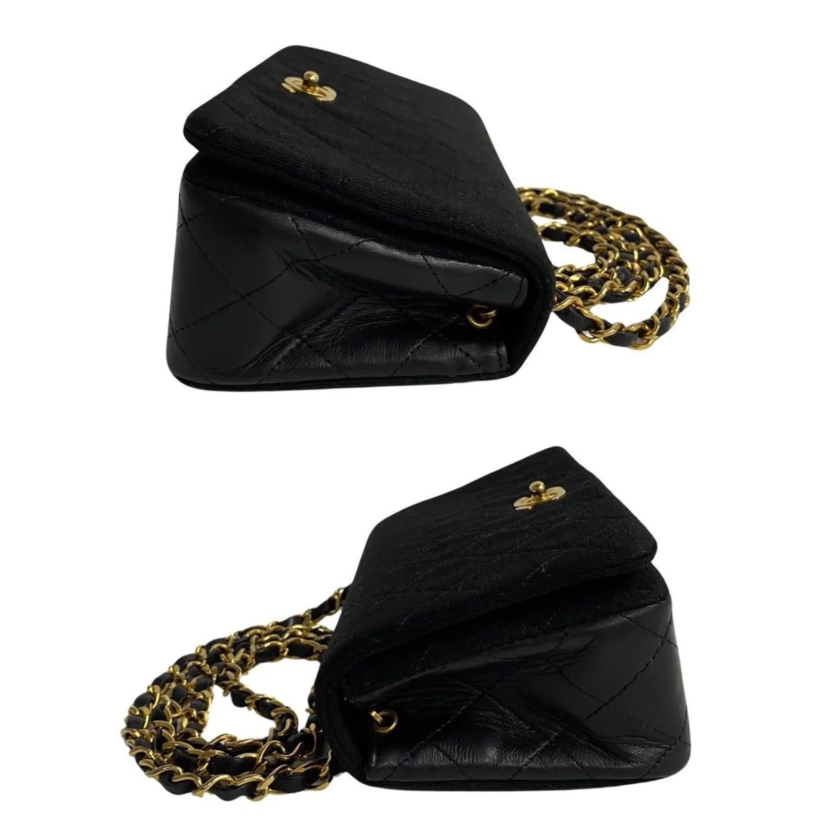73960 Full Matelasse Lambskin CHANEL Cotton Shoulder Flap Bag (Good) Turnlock Chain Pre-Owned