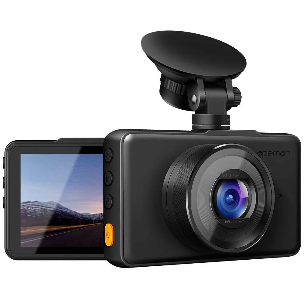 APEMAN Cam LCD Parking Car FHD Monitor, Loop Dash 1080P Driving Screen 170°Wide Detection Recording, 3" Angle, WDR, DVR G-Sensor, Motion Recorder