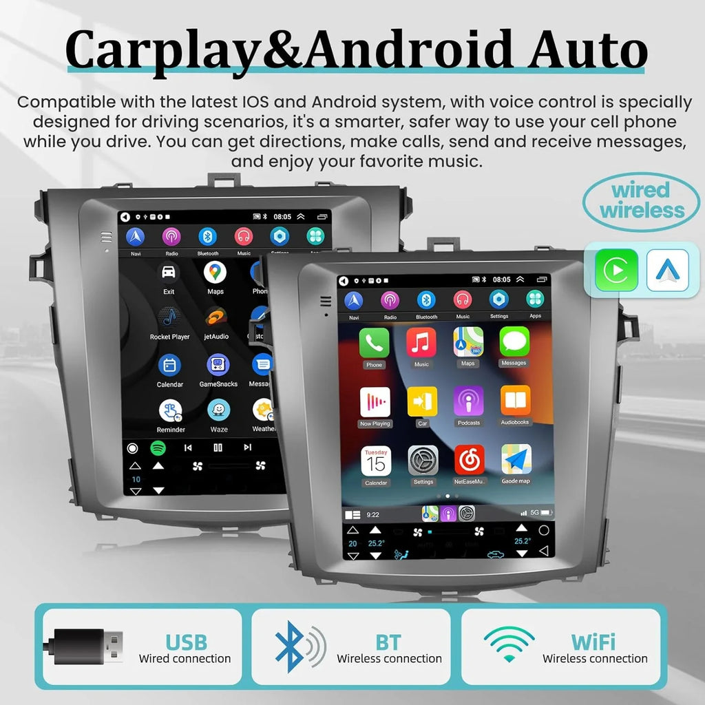 and Mirror Corolla Radio Stereo with Auto Carplay THONZER + 2+32G Android HiFi WiFi Toyota SWC Link Touchscreen - Car GPS for Backup Inch Android 9.7 2006-2013 Camera AHD USB