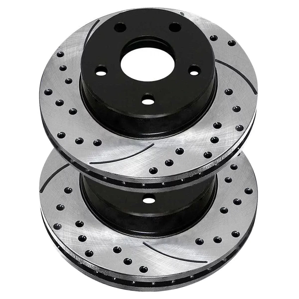 2.0L Brake 1.8L AutoShack FWD 2011 Rotors Driver Pair AWD Passenger 2008-2017 for of PR63039LR Slotted 2012 2 Mitsubishi and Front Lancer Side Drilled 2007-2010 Dodge Replacement Caliber 2.4L