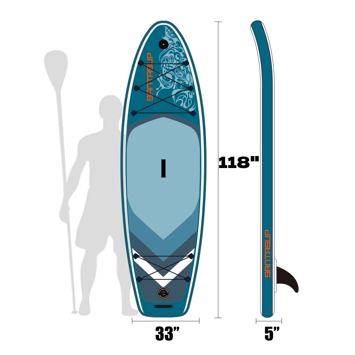 Inflatable Leash, Stand & & Premium Paddling, Paddle, for Board With Non-Slip Youth Deck Adult Bottom Backpack, Paddle Surf Wide SUP Accessories Fin Control, Up for 9.9'x33"x5" Stance,