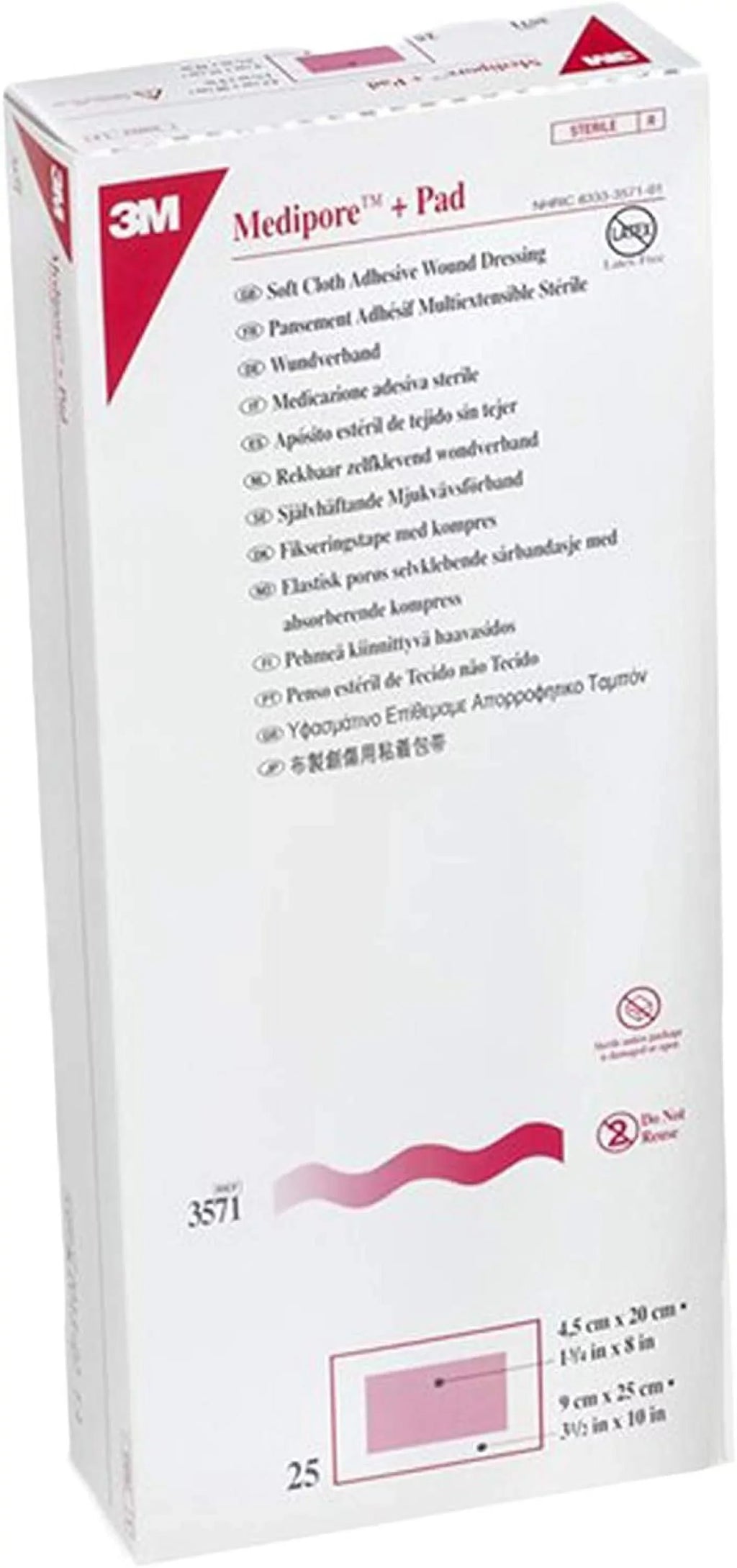 Pad Dressings Each) - Wound 3M Medipore - 1 x Cloth 10" Plus box (25 Soft 1/2" Adhesive 3