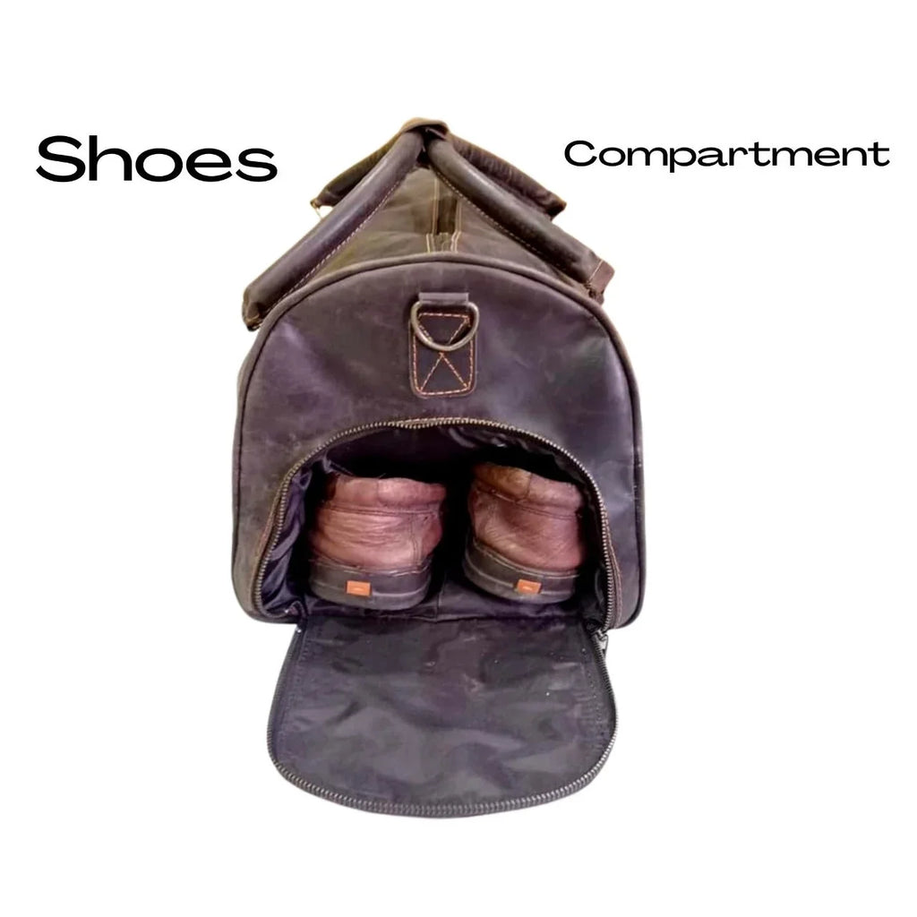 Duffle Bag Leather & AMERICANSTYLE Bag Leather Gym Travel Brown Luggage Cow Dark