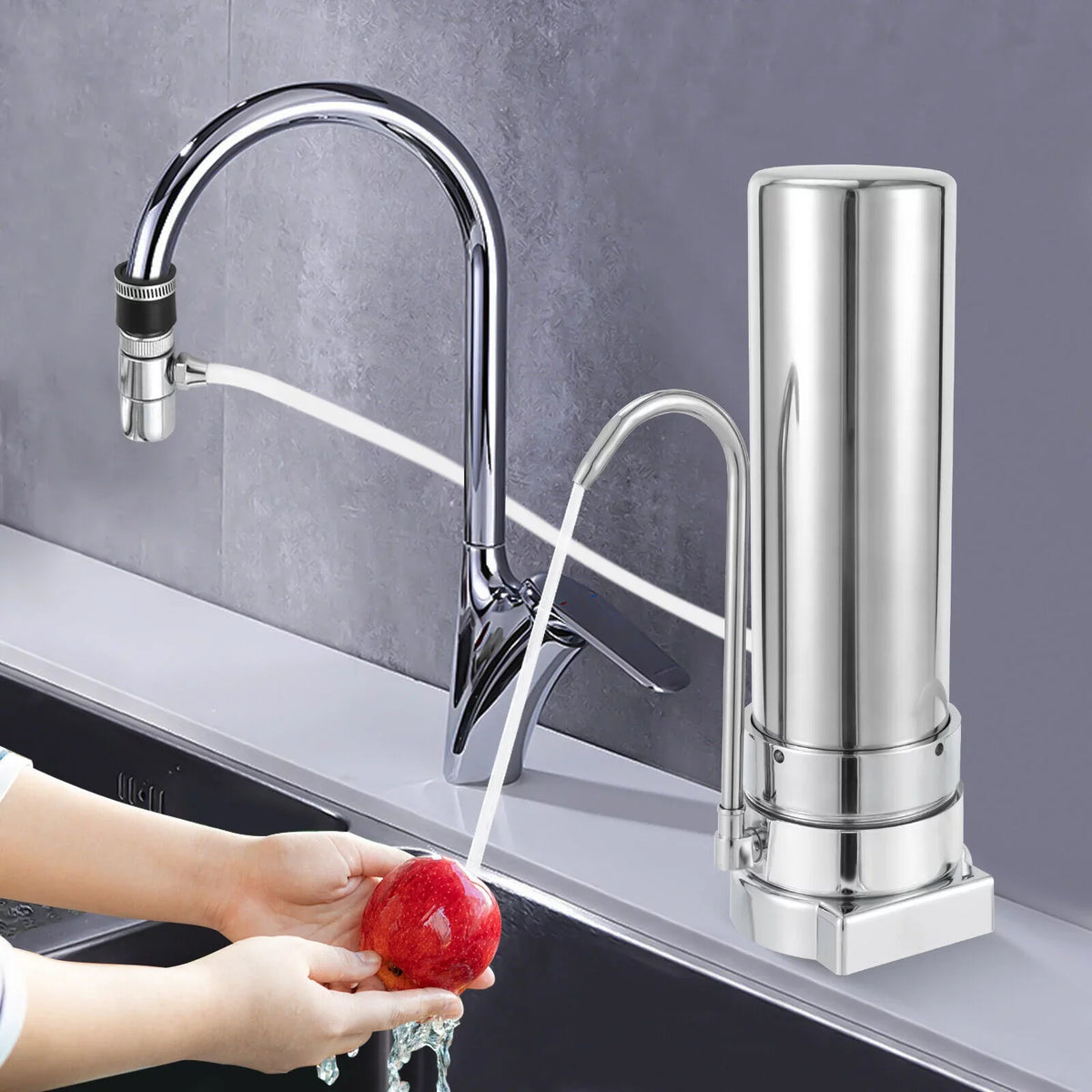Stainless Silver Drinking Tap Filter Water System Sink Filtration Countertop Filter