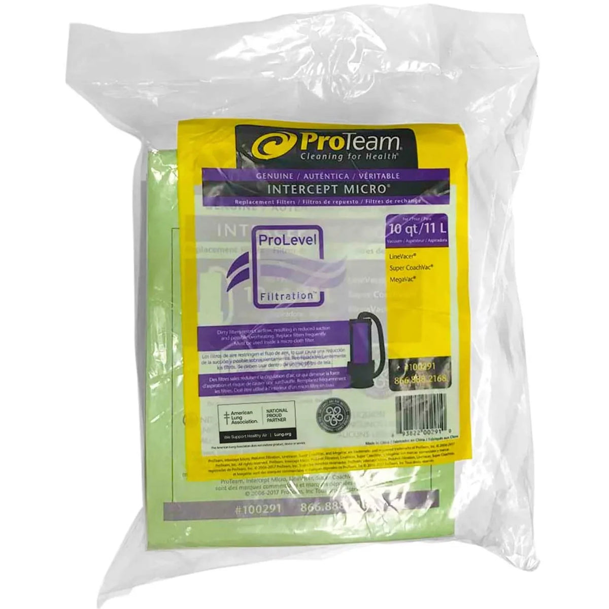 Qt Micro Capacity Pack Closed Bags, 100291 ProTeam Intercept 10 Collar 10 Filter