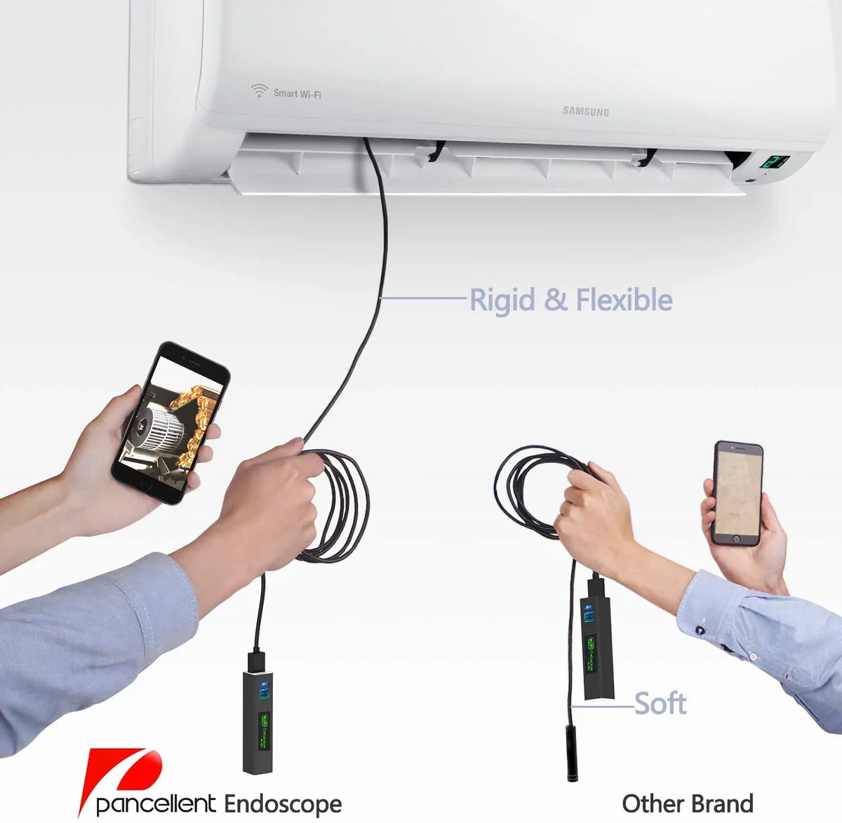 LED Snake Endoscope with for Table Rigid 8 Camera Cable Ipad (5 HD FT) Camera Light PC WiFi Android Metes,16.5 Pancellent iPhone Wireless 1200P Inspection Smartphone Borescope