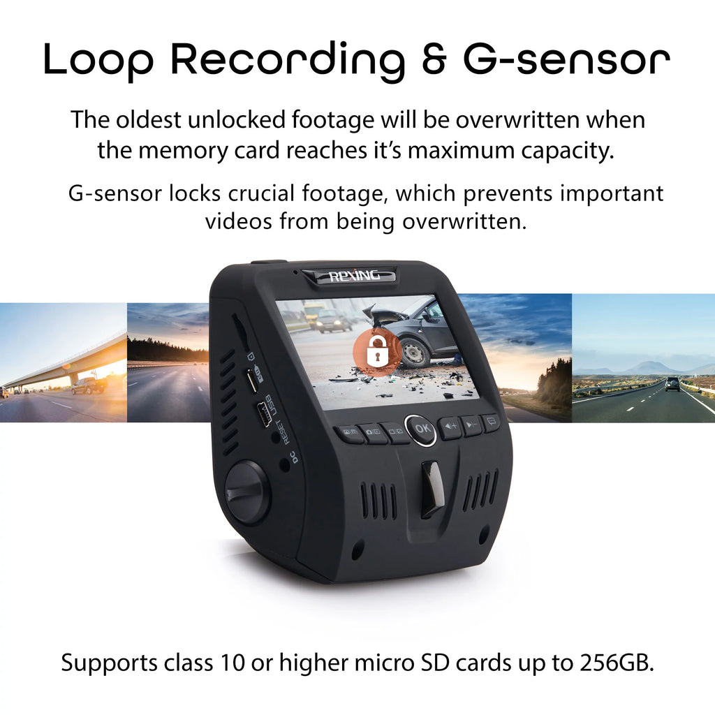 V1LG Dash 1080p Rexing Car Channel Dual FHD Cam