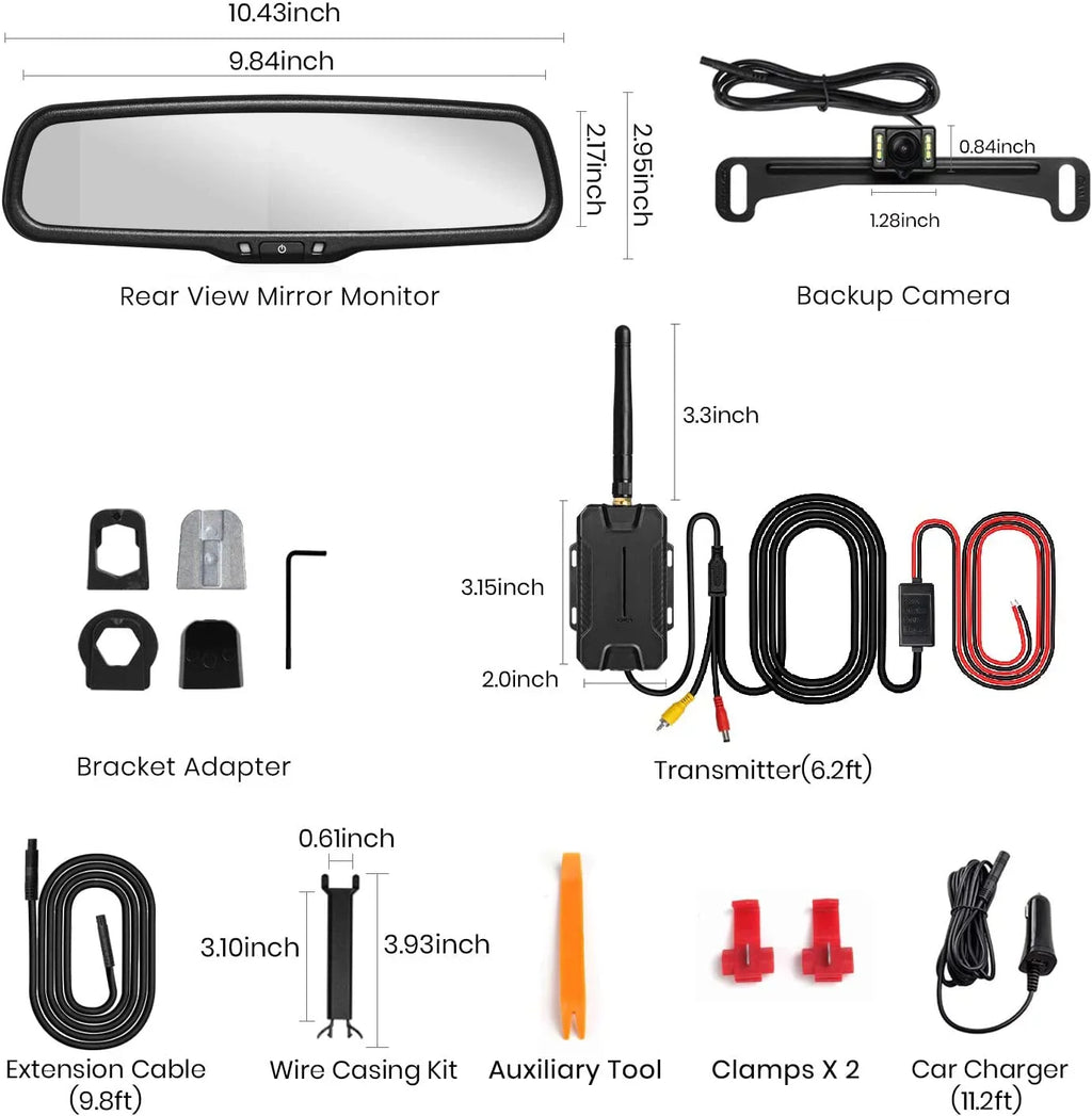 T1400 View No Camera Up Vision AUTO-VOX Camera Camera Interference, with Back Backup Night Monitor Upgrade Wireless Mirror Car/Trucks, for Super Look Rear OEM Waterproof
