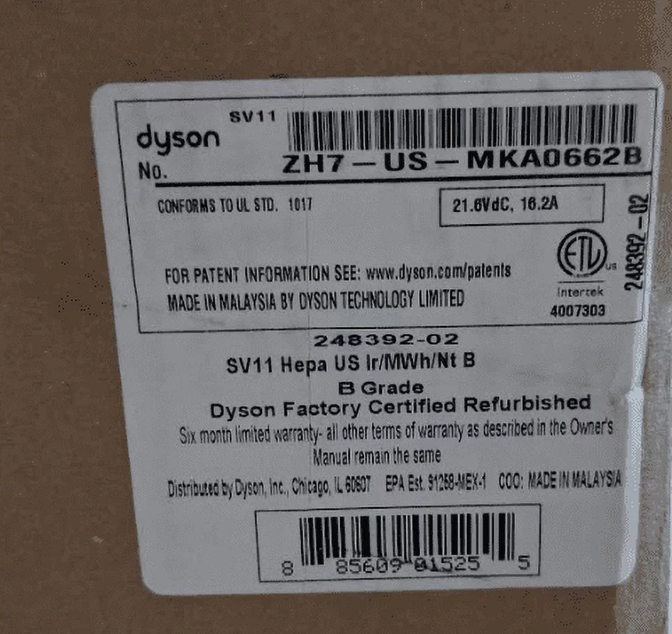 White-REFURBISHED Vacuum, Cordless V7 Dyson Allergy HEPA