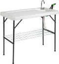 Drainage Sprayer, Grid Table Table with Fish for with Folding Camping with Cleaning BBQ Cutting Backyard Sink Patio & Portable Table Sink, VINGLI Rack Hose Upgarded Fish Fillet