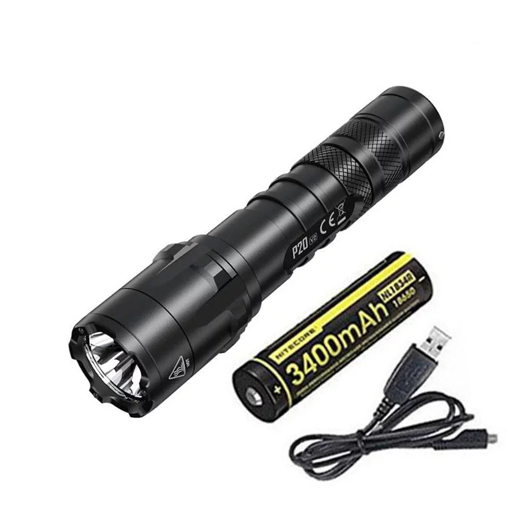XP-L2 V6 Battery 1100 LED Nitecore w/NL1834R - Tactical Cord USB V2 Combo: Lumens CREE +Free Eco-Sensa Flashlight P20 -