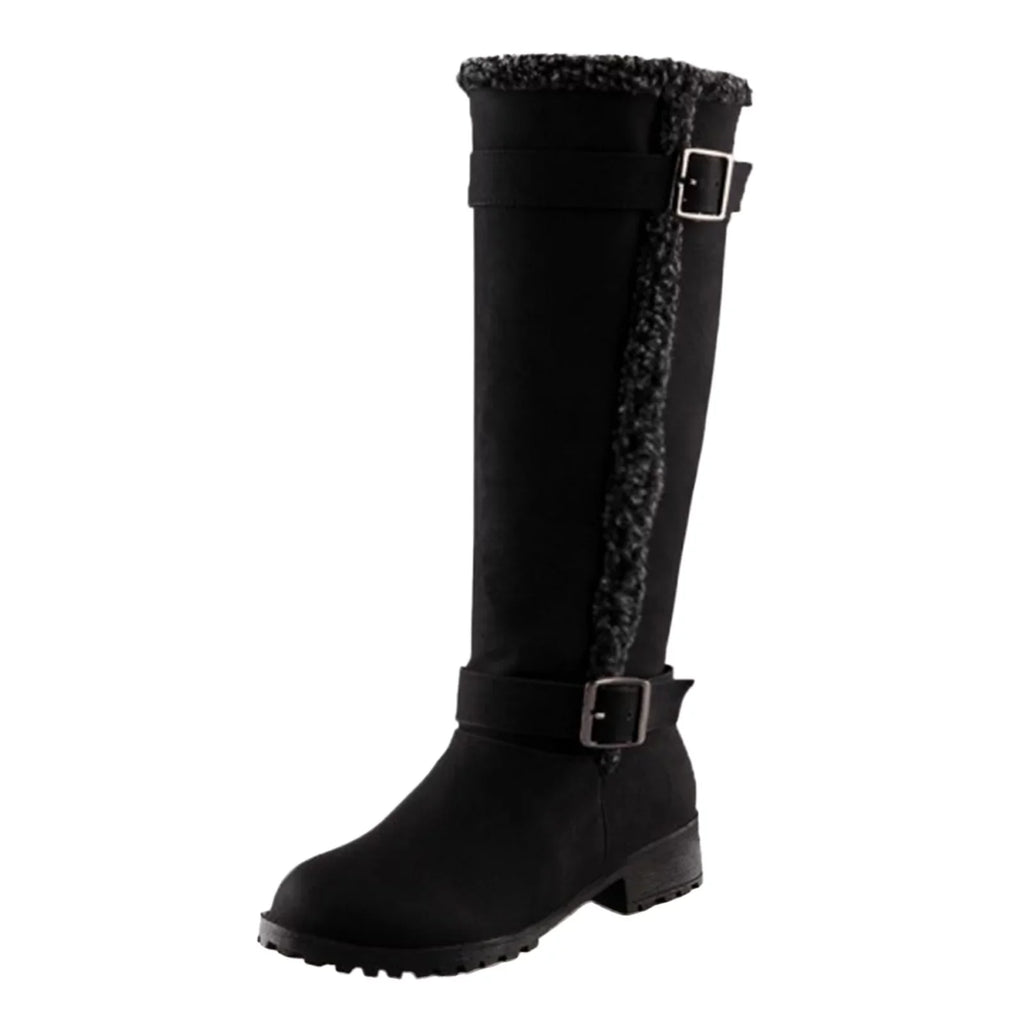 Heel Wide Boots Knee Calf Rain Artificial Mid Leather Zipper Boots Womens Womens High Booties Boots Boots 11 Wide for Boots Hiking Womens Mid Calf Womens Size Round Toe Calf Long Women