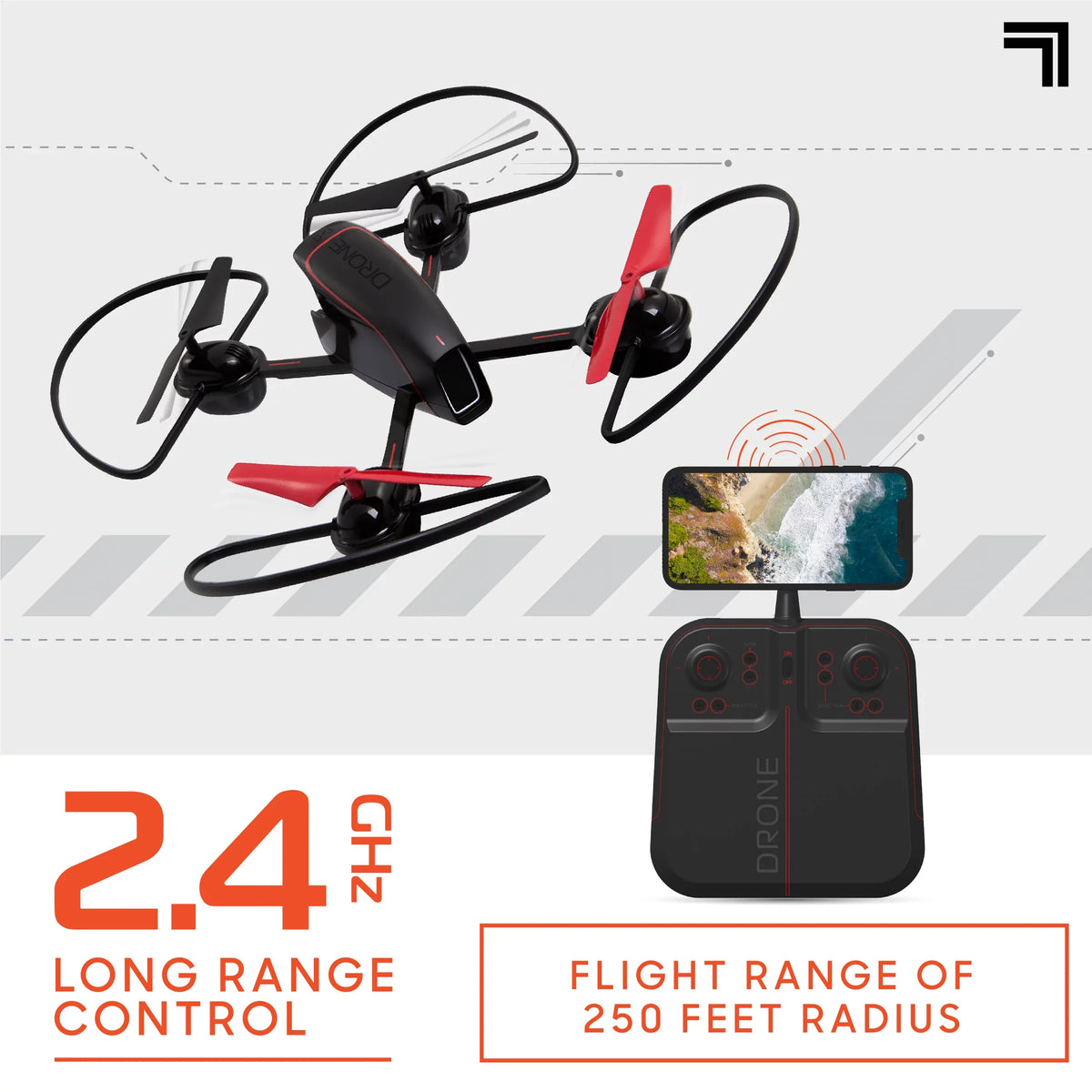 Controlled Camera, Mach Wireless IMAGE Stream Remote Assisted with Landing, and 2.4GHz Drone RC with Quadcopter 10inch Rechargeable SHARPER