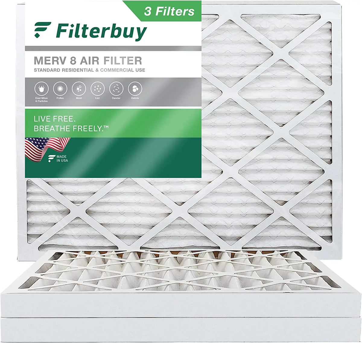 10x16x2 Air Pleated Filterbuy AC Filters Furnace 8 MERV (3-Pack) HVAC