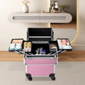 Trolley Wheels Professional Cosmetic Rolling Train 4-Tier Miumaeov Makeup Case Organizer Storage Makeup with