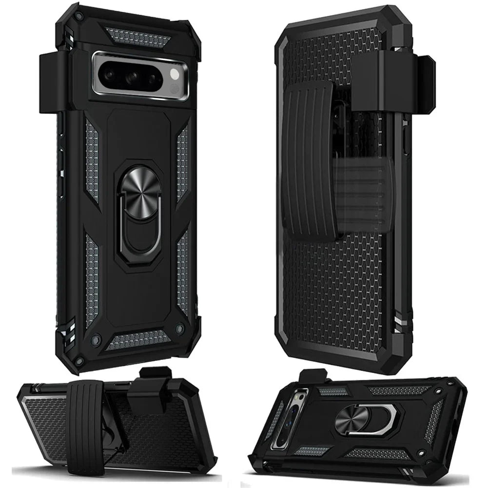 Pixel - for Google Case Ring 8 Clip Pro Drop-Proof Metal Google 8 Armor Cover Pixel Belt Kickstand Swivel Holster with Phones Combo Pro compatible