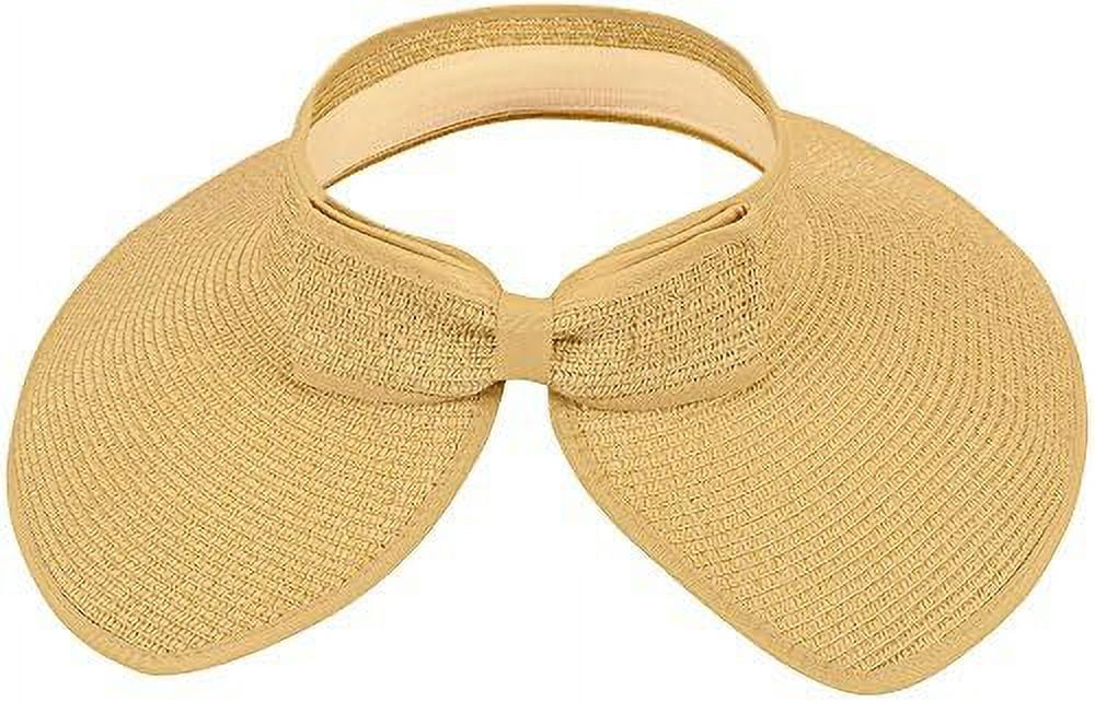 Visor Brim Roll Hat Straw Ribbed_Beige Up Sun Wide