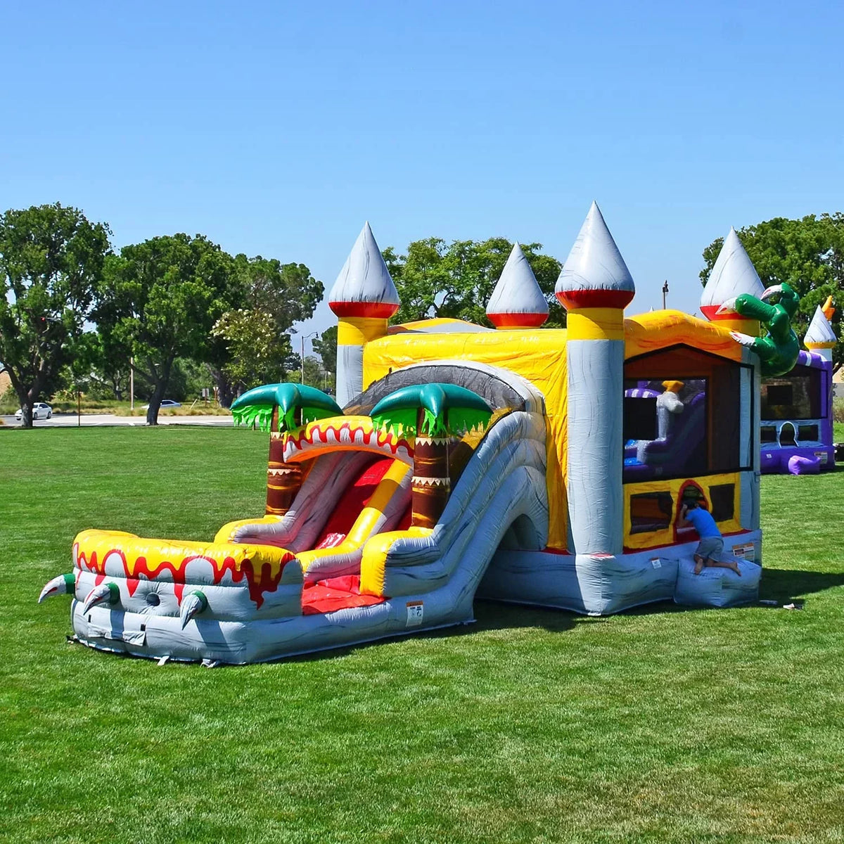 House Slide T-Rex Grade Bounce Water Commercial and for and JumpOrange (with Pool Blower), Adults Kids