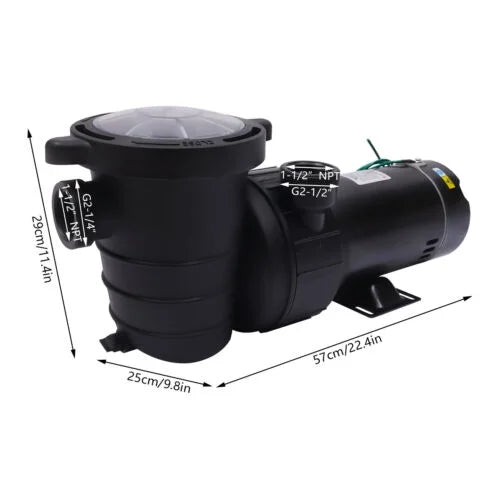 Strainer Pump Ground 5547GPH Swimming 1.5HP Motor 41FT Filter Pool w/ In/Above