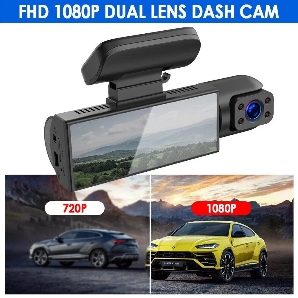 Recorder Lens Hd Night Car Onemayship Dual Dvr 3.16In Dash 1080P Front Inside Cam Camera