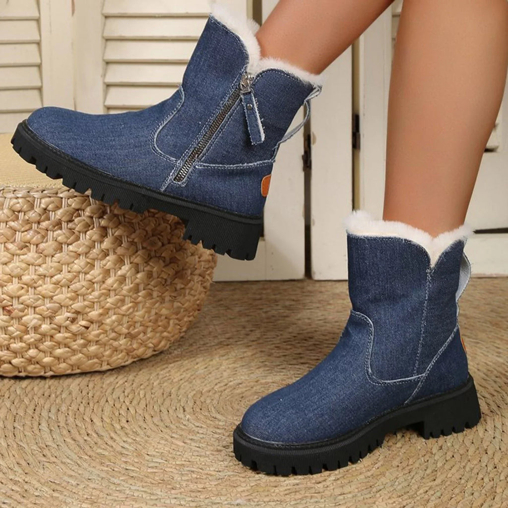 In Winter For Winter Insulation Booties And New Shoes Shoes Snow Length Cotton Women Boots for Mid Women Integrated Plush Winter Ankle Boots And Leather Snow Thick