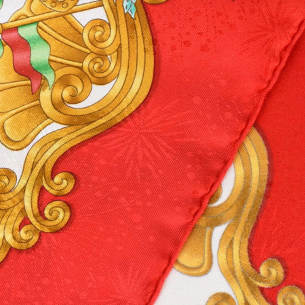 Park PARK White Hermes Red Carre Silk Scarf LUNA (Good) HERMES 90 Pre-Owned Amusement