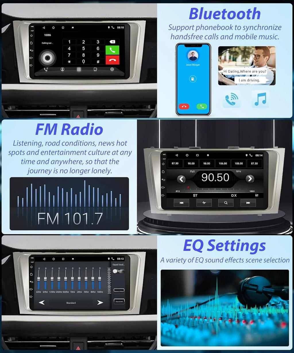 GPS Android + 9 WiFi Screen Bluetooth Camera SWC Backup Camry USB Car Radio Camry Navigation 2G+32G Car Toyota Inch Stereo Touch FM Android 2006-2011, Carplay THONZER Auto for Radio