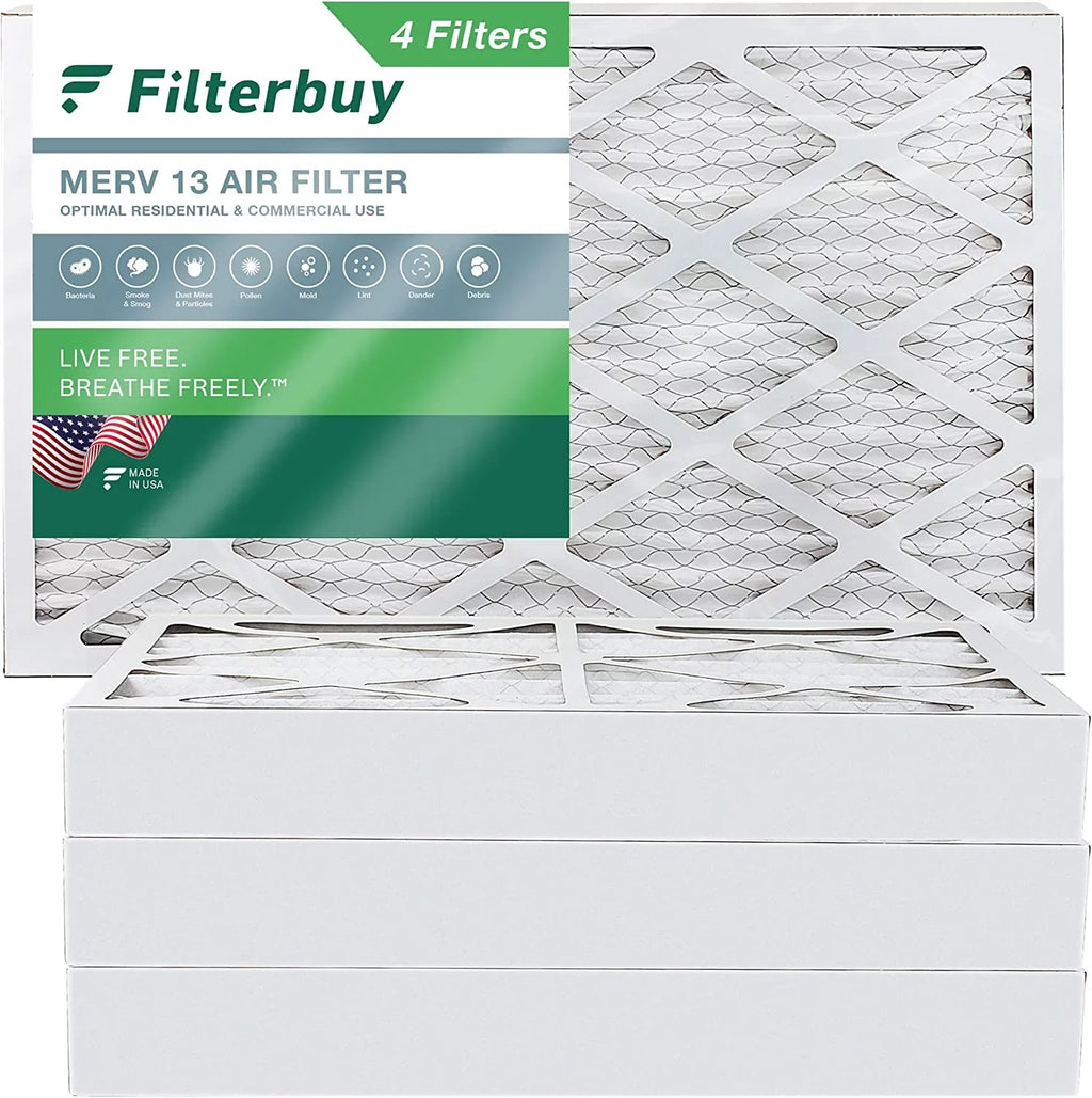Air Pleated HVAC Furnace (4-Pack) 8x20x4 AC MERV Filters Filterbuy 13