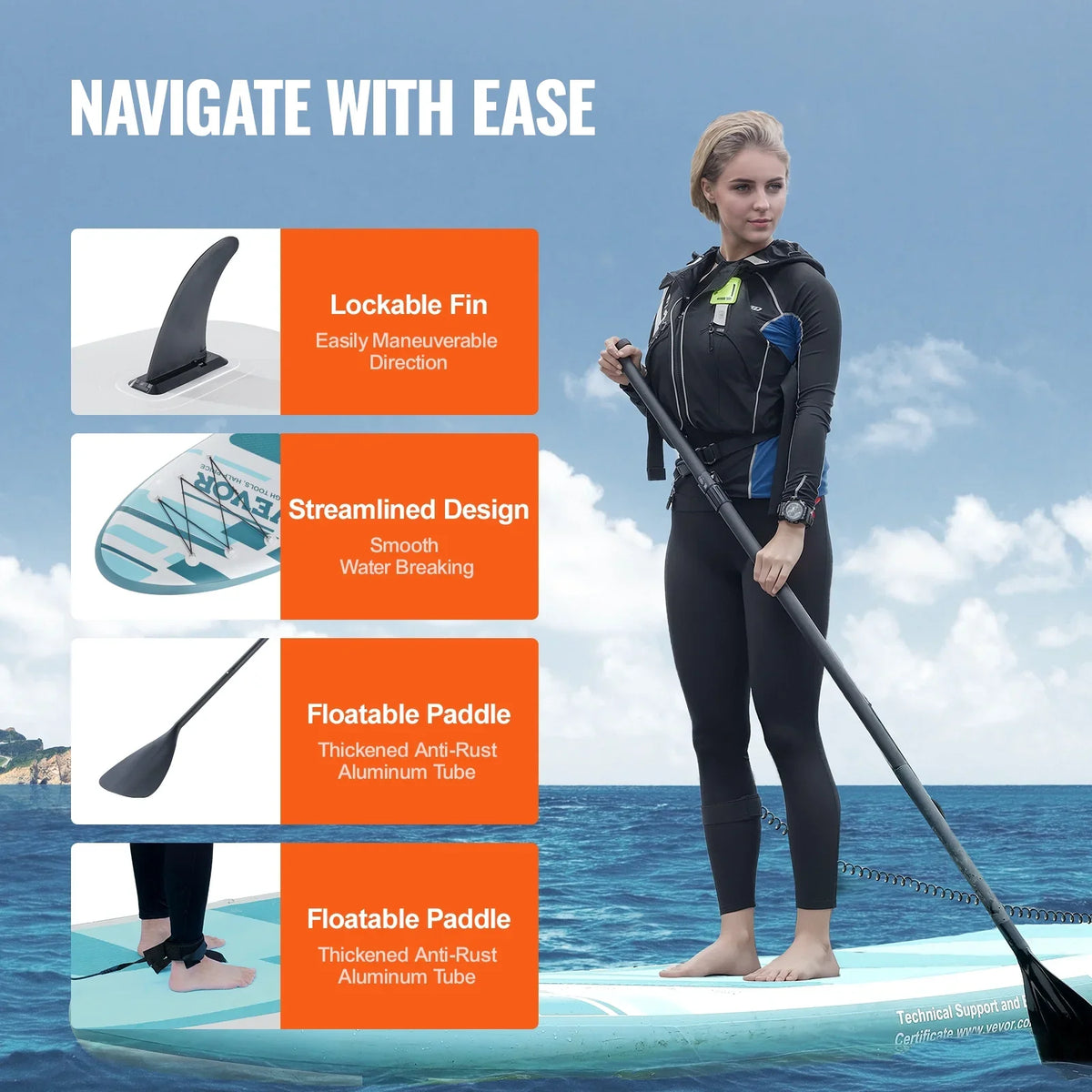 Board Board SKYSHALO with 11' Sup Paddle Up Inflatable Paddle Accessory Stand Surf