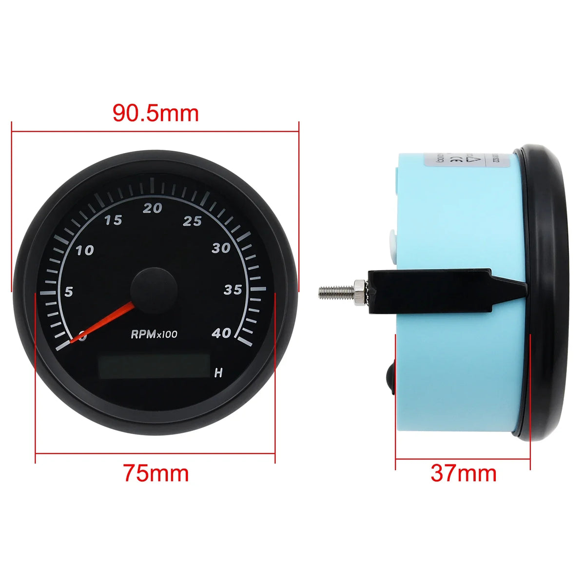 Truck Geloo Boat Meter Marine Tachometer for 85mm Waterproof RV 0-4000RPM Gauge Hour Tachometer Car