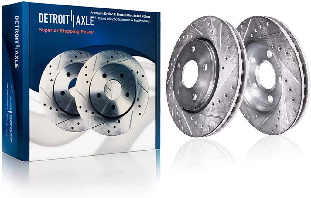 '- Detroit Brake Kit 2016-2020 Disc Hyundai Kia Rotors & Ceramic Sport 12.6" Santa for Fe Replacement Brake Slotted Rotor Brakes 2017-2018 Pads: Front Drilled Axle Sorento