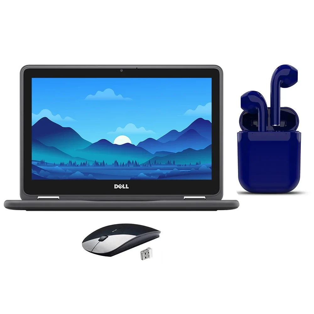 RAM Chromebook 11.6-inch Dell Certified Restored Day Intel Mouse, By 4GB Bundle: (Refurbished) Wireless 32GB Express Celeron Bluetooth/Wireless 2 Airbuds