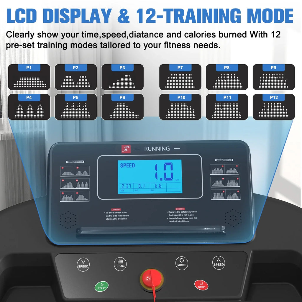 0.5-7.5mph, Treadmill 220lbs Sports Pad, Walking Relife with Foldable Incline