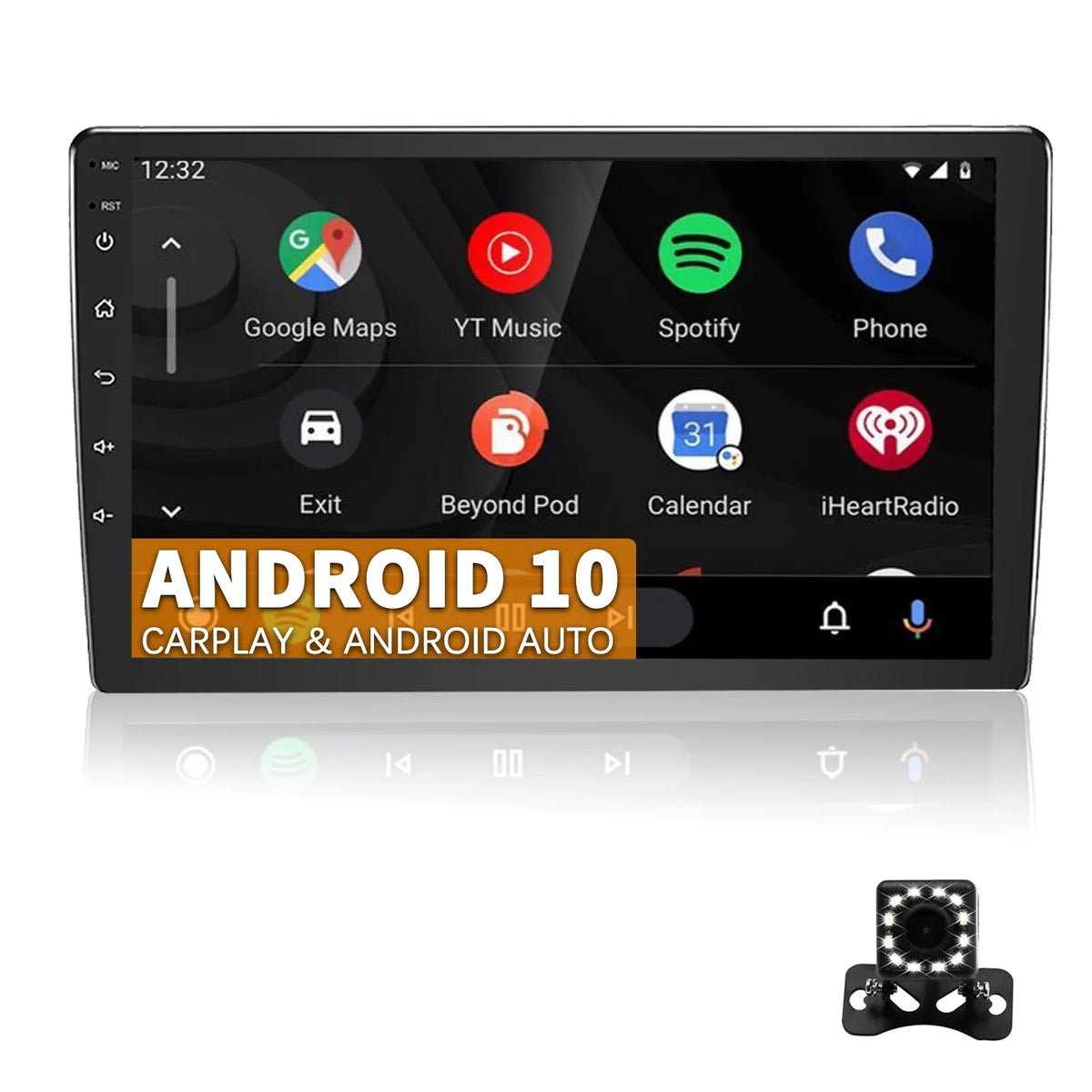 Touchscreen Double Binize Radio 9 Inch Navigation camera, Car Backup Apple control, Stereo 10 GPS Car Din CarPlay&Android with Compatible Auto Bluetooth,SW Android with
