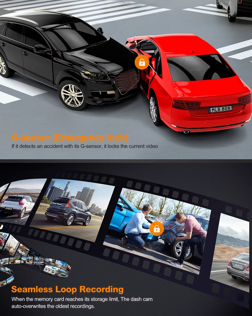 Recording for 3" G-Sensor, Monitor, Angle Cars, Vision, 24H 157°Wide Dash WiFi GPS, HDR Built-in Front Loop Rear, Dash Parking IPS and Camera Dual YEECORE Screen, Night Real Cam, 4K+1080P